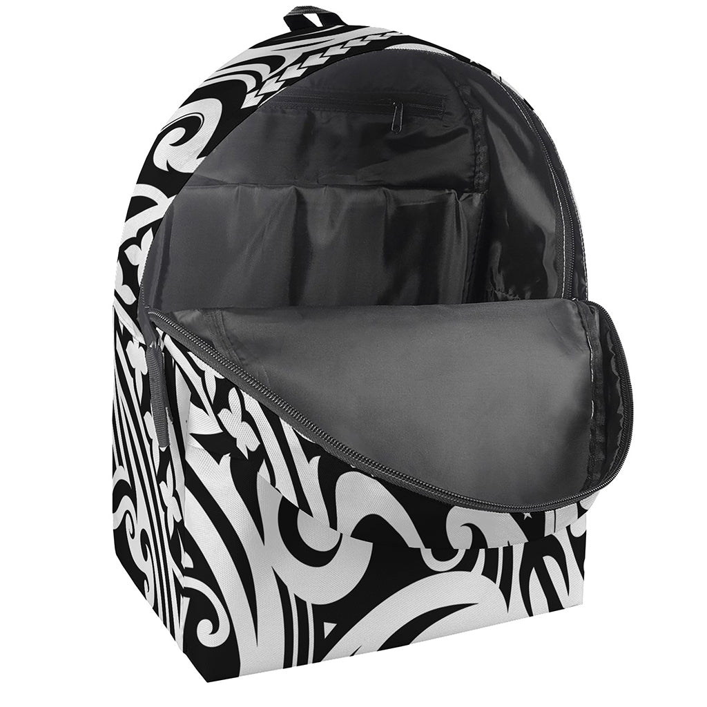 Black And White Polynesian Tattoo Print Backpack