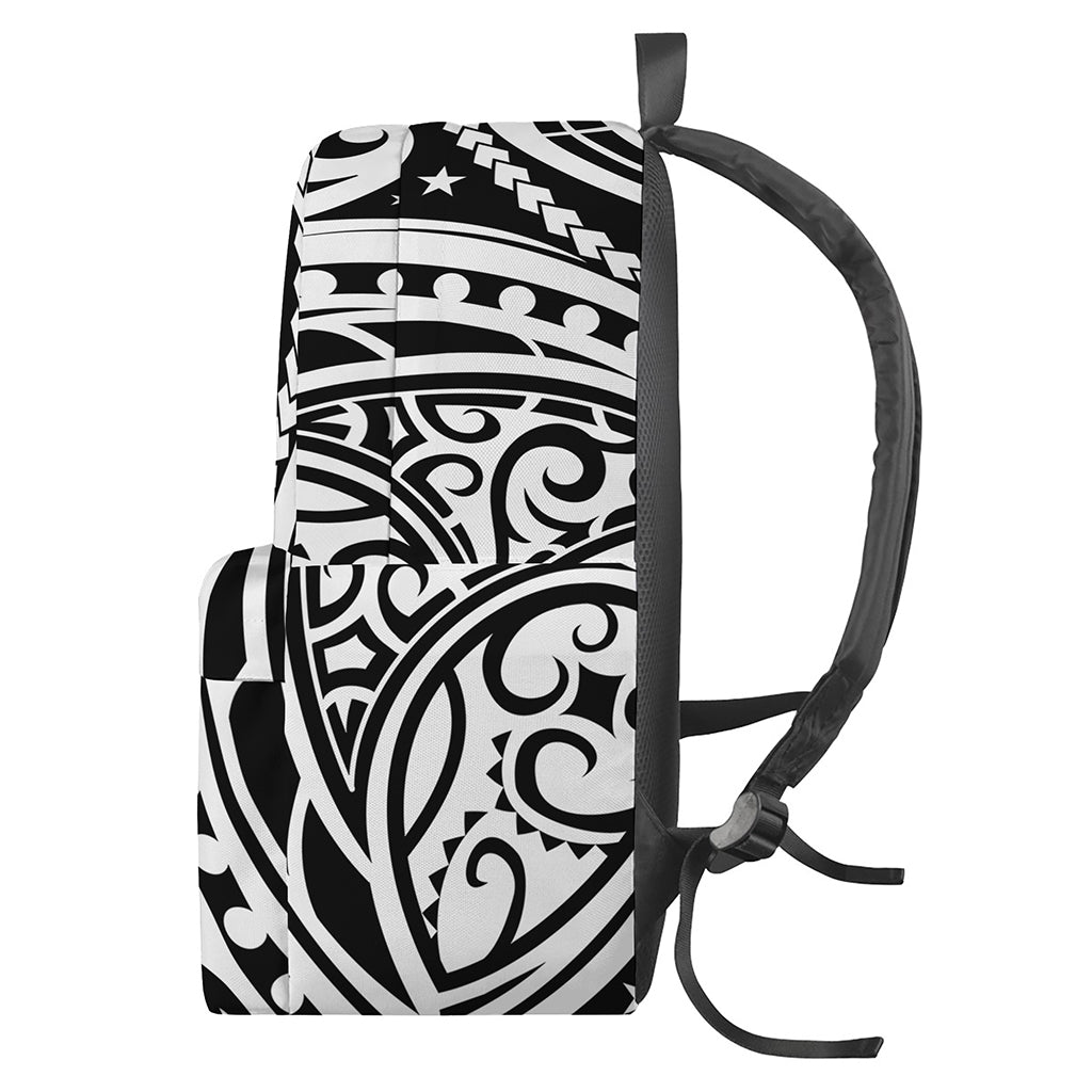 Black And White Polynesian Tattoo Print Backpack