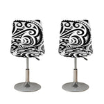 Black And White Polynesian Tattoo Print Bar Stool Covers