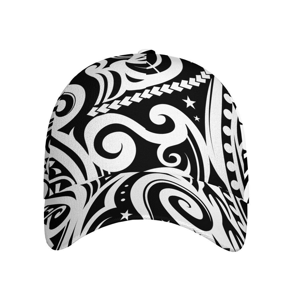 Black And White Polynesian Tattoo Print Baseball Cap