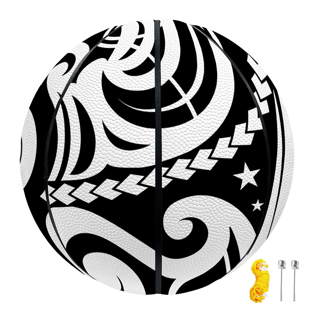 Black And White Polynesian Tattoo Print Basketball