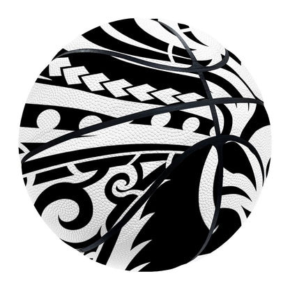 Black And White Polynesian Tattoo Print Basketball