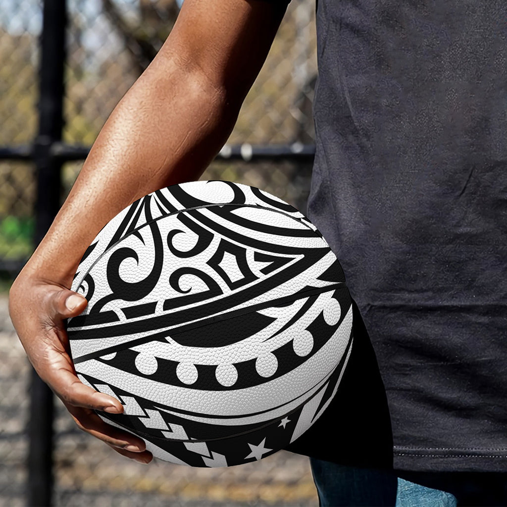 Black And White Polynesian Tattoo Print Basketball