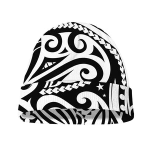 Black And White Polynesian Tattoo Print Beanie