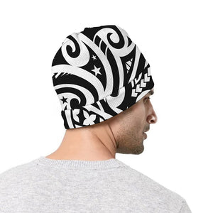 Black And White Polynesian Tattoo Print Beanie