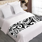 Black And White Polynesian Tattoo Print Bed Runner