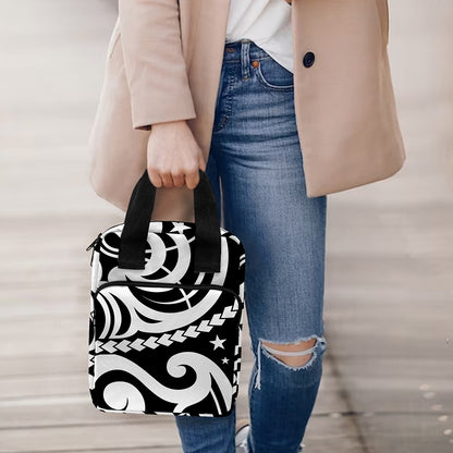 Black And White Polynesian Tattoo Print Bible Tote Bag