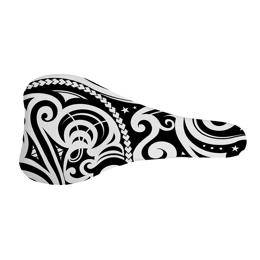 Black And White Polynesian Tattoo Print Bicycle Seat Cover