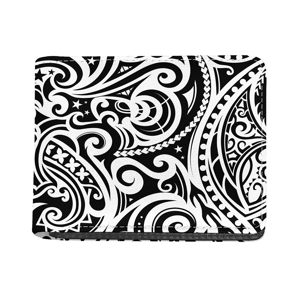 Black And White Polynesian Tattoo Print Bifold Wallet