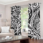 Black And White Polynesian Tattoo Print Blackout Grommet Curtains