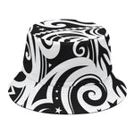 Black And White Polynesian Tattoo Print Bucket Hat