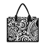 Black And White Polynesian Tattoo Print Canvas Tote Bag