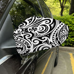 Black And White Polynesian Tattoo Print Car Side Mirror Covers