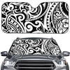 Black And White Polynesian Tattoo Print Car Windshield Sun Shade