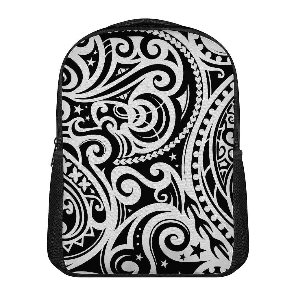 Black And White Polynesian Tattoo Print Casual Backpack