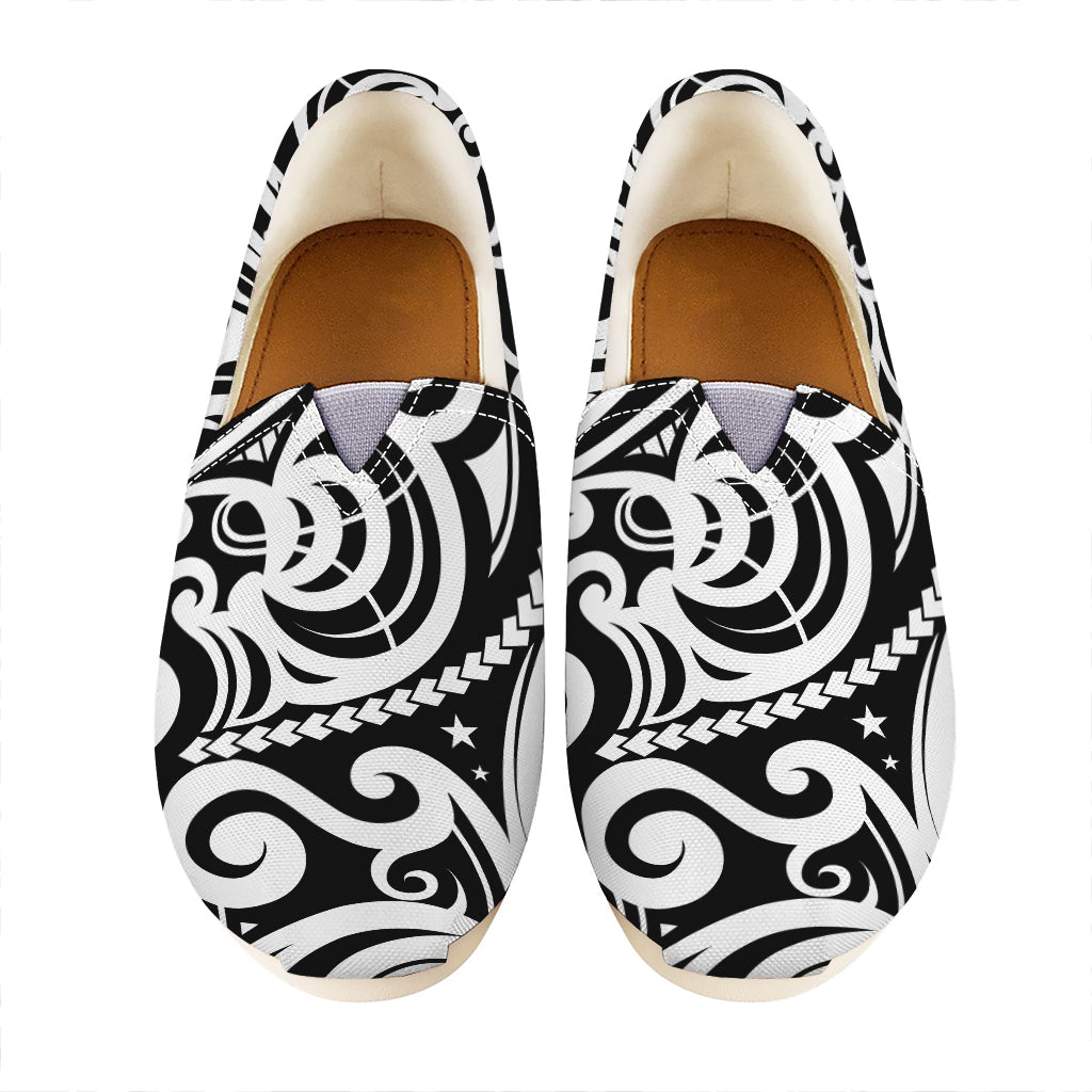 Black And White Polynesian Tattoo Print Casual Shoes