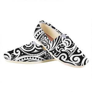 Black And White Polynesian Tattoo Print Casual Shoes