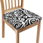 Black And White Polynesian Tattoo Print Chair Cushion Cover