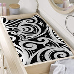 Black And White Polynesian Tattoo Print Changing Pad Cover