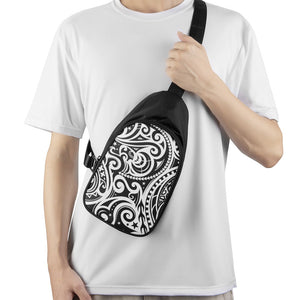 Black And White Polynesian Tattoo Print Chest Bag