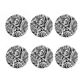 Black And White Polynesian Tattoo Print Coaster Set