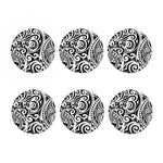 Black And White Polynesian Tattoo Print Coaster Set