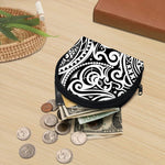 Black And White Polynesian Tattoo Print Coin Purse