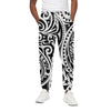 Black And White Polynesian Tattoo Print Cotton Pants