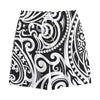 Black And White Polynesian Tattoo Print Cotton Shorts