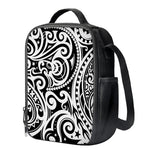 Black And White Polynesian Tattoo Print Crossbody Lunch Bag