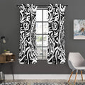 Black And White Polynesian Tattoo Print Grommet Curtain Panels
