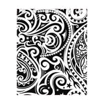 Black And White Polynesian Tattoo Print Curtain