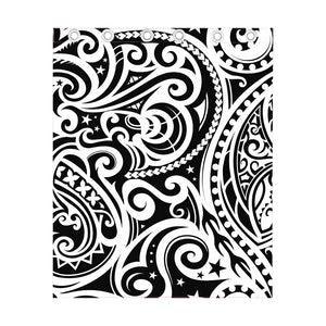 Black And White Polynesian Tattoo Print Curtain