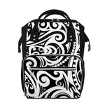 Black And White Polynesian Tattoo Print Diaper Bag