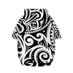 Black And White Polynesian Tattoo Print Dog Zip Up Hoodie