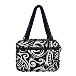Black And White Polynesian Tattoo Print Double Strap Bible Bag