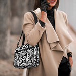 Black And White Polynesian Tattoo Print Double Strap Bible Bag