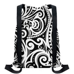 Black And White Polynesian Tattoo Print Drawstring Backpack