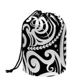 Black And White Polynesian Tattoo Print Drawstring Makeup Bag