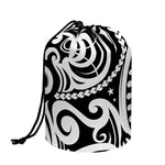 Black And White Polynesian Tattoo Print Drawstring Makeup Bag