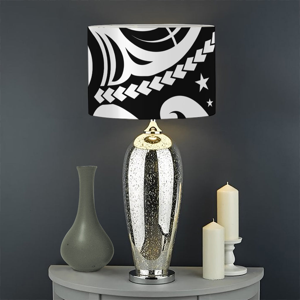 Black And White Polynesian Tattoo Print Drum Lamp Shade