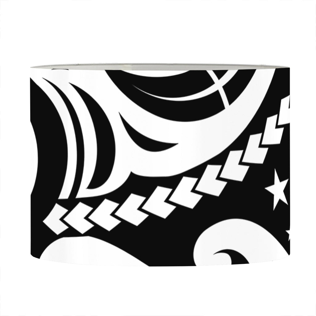 Black And White Polynesian Tattoo Print Drum Lamp Shade