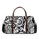 Black And White Polynesian Tattoo Print Duffle Bag
