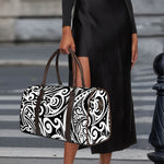 Black And White Polynesian Tattoo Print Duffle Bag