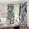 Black And White Polynesian Tattoo Print Extra Wide Grommet Curtains