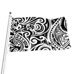 Black And White Polynesian Tattoo Print Flag