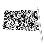 Black And White Polynesian Tattoo Print Flag