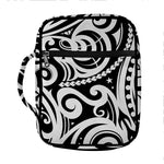 Black And White Polynesian Tattoo Print Front Pocket Bible Bag
