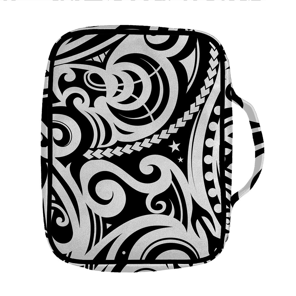 Black And White Polynesian Tattoo Print Front Pocket Bible Bag