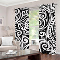 Black And White Polynesian Tattoo Print Grommet Curtains